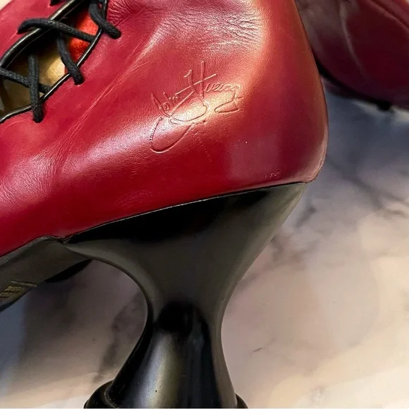 John Fluevog Mini Sugar Knee-High Lace-Up Boots Wine Black 9 GUC - Picture 6 of 11